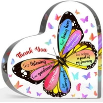 Coworker Appreciation Gifts for Women Men, Thank You for Listening Plaque, Thank You Gift for Teacher Boss Leader, Butterfly Decoration Heart Shape Acrylic Table Desk Sign for Home
