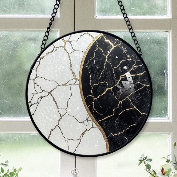 Coworker Christmas Gift - Black White Gold Marbles Clouds Star Holiday Stained Glass Hanging Ornament - Christmas Tree Decoration, Meaningful Gift for Family & Friends, Keepsake 2025
