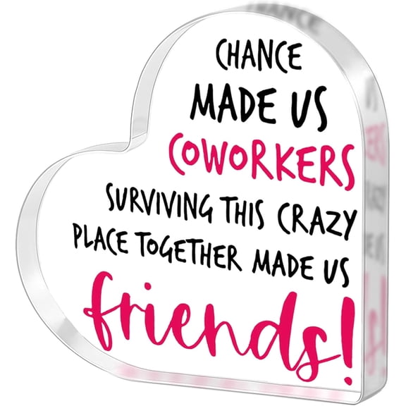 Coworker Friend Gifts with Gift Box - Goodbye Birthday Thanksgiving Christmas Thank You Gifts for Coworkers Friends, Heart-Shaped Acrylic Plaques Desk