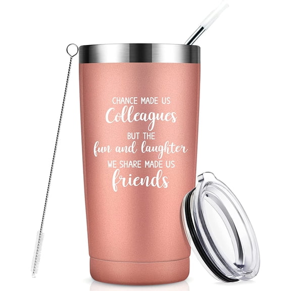 Coworker Leaving Gift for Women -Office Colleague Going Away, Farewell,Goodbye,New Job,Retirement,Promotion,Birthday Gift for Boss Co-worker Friend - Vacuum Insulated Wine Tumbler -20oz (Rose Gold)