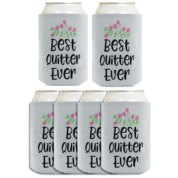 Coworker Leaving Gifts For Women Best Quitter Ever Floral 6-Pack Can Drink Sleeves