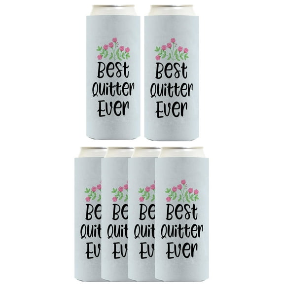 Coworker Leaving Gifts For Women Best Quitter Ever Floral 6-Pack Ultra Slim Can Drink Sleeves