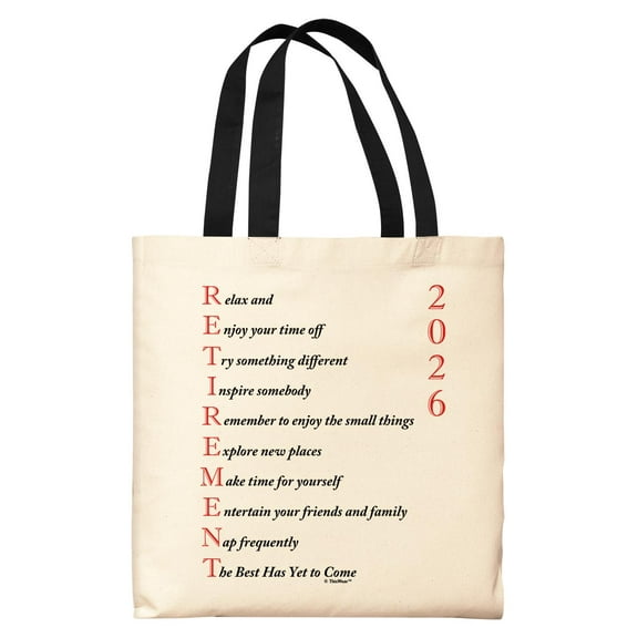 Coworker Retirement Party Gifts 2026 Retirement Poem Black Handle Small Canvas Tote Bag