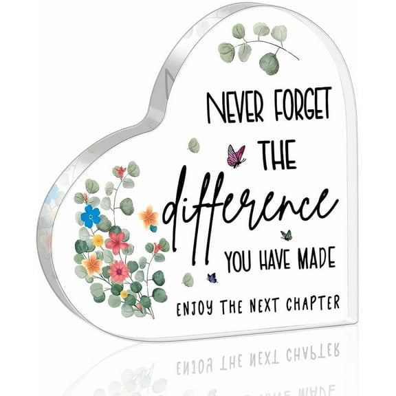 Coworkers Goodbye Gifts for Women, Going Away, Retirement, Farewell, Leaving Gifts for Colleague Boss Lady Friends, Thank You Gift, Office Desk Decoration Heart Shape Acrylic Sign Goodbye Gift