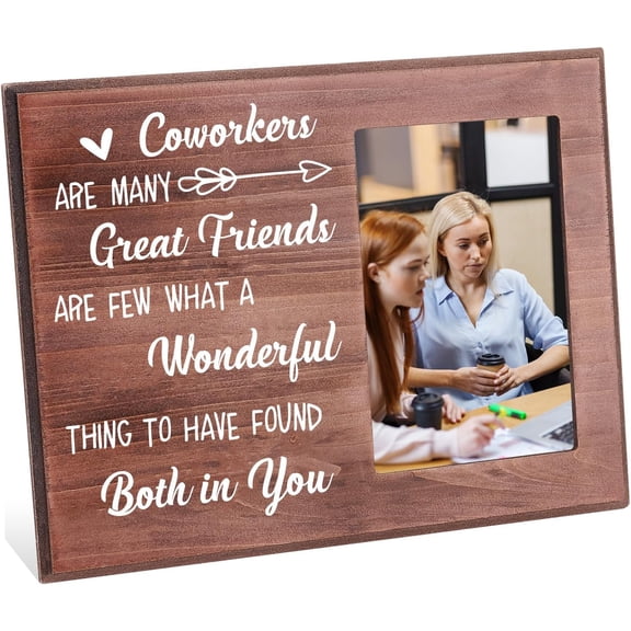 Coworkers Are Many Great Friends Are Few Picture Frame 4x6 inch Colleague Goodbye Farewell oto Frame Hanging/Tabletop Rustic Wooden Going Away Gifts Frame for Coworker Friend Colleague