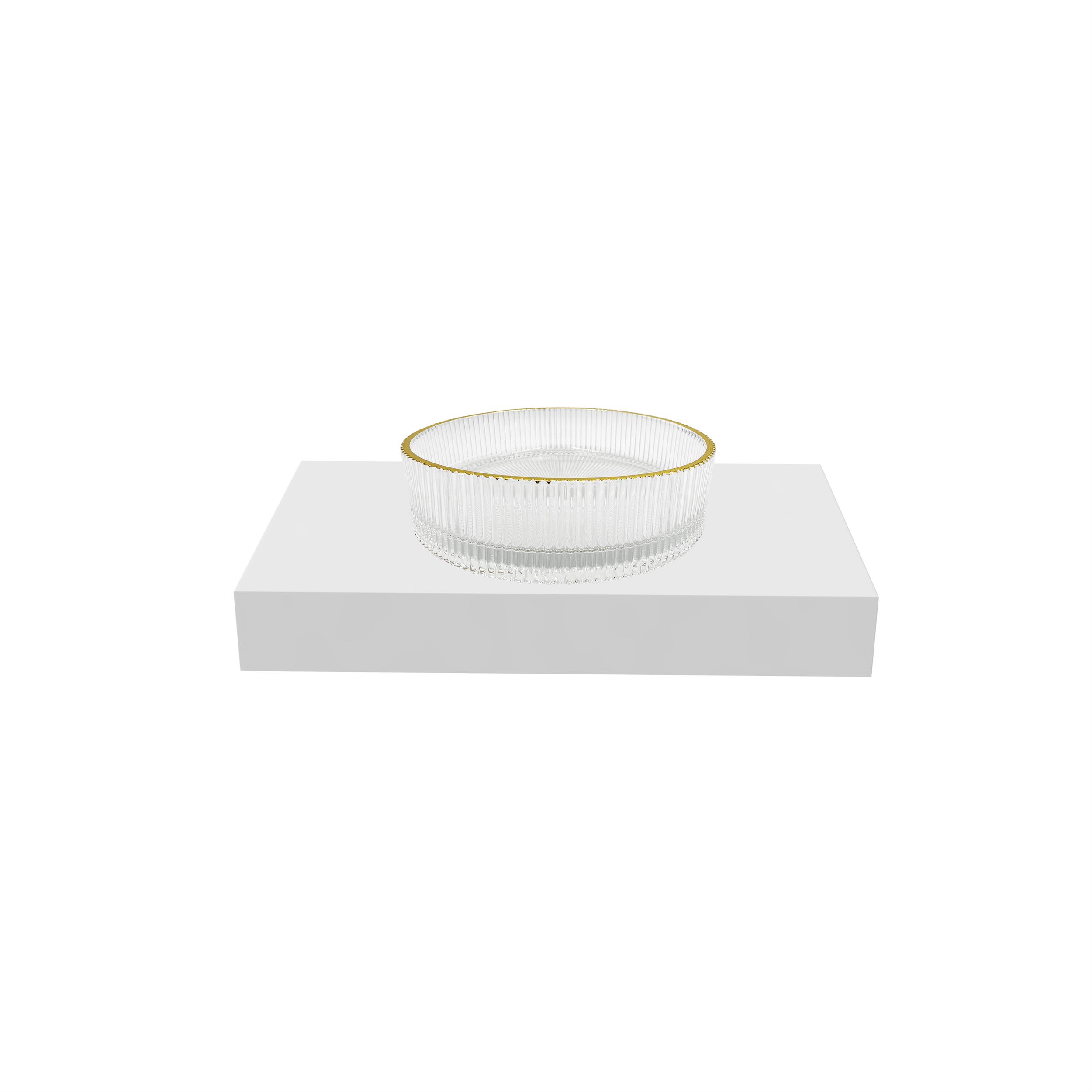 Cowrie 16" Round Decorative Clear with Gold Rim Glass  Sinks With 36" White Base