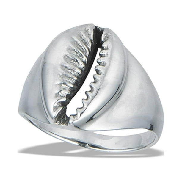Cowrie Seashell Beach Ocean Nautical Ring .925 Sterling Silver Band Jewelry Female Male Size 10 Walmart Business Supplies
