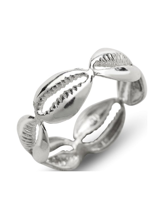 Cowrie Shell .925 Solid Sterling Silver Band Ring