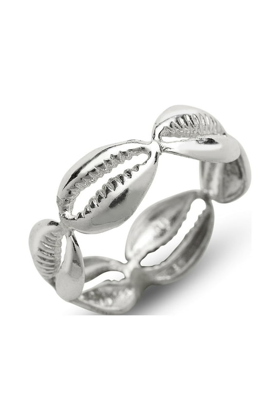 Cowrie Shell .925 Solid Sterling Silver Band Ring