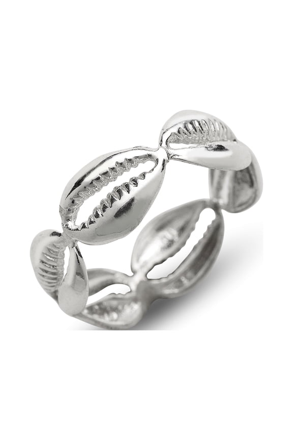Cowrie Shell .925 Solid Sterling Silver Band Ring