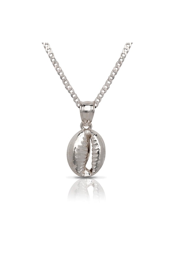 Cowrie Shell .925 Sterling Silver Pendant Necklace