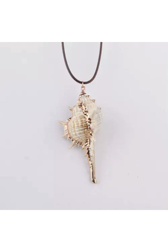 Cowrie Shell Pendant Choker Necklace Brown Pu Leather Chain Seashell Necklaces