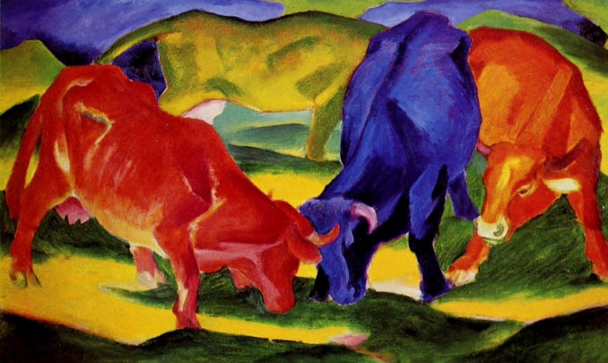 Cows 1911 Canvas Art - Franz Marc (24 x 36)