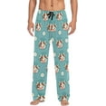 Cows And Flowers Blue Pattern Mens Pajama Pants Sleepwear Lounge Men's