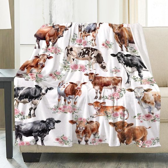 Cows Blanket Gifts Super Soft Lightweight Flannel Blankets Throw for Kids, Adult, Suitable for Couch, Sofa, Bed, Camping, Travel All Seasons 50"x60" for Teen