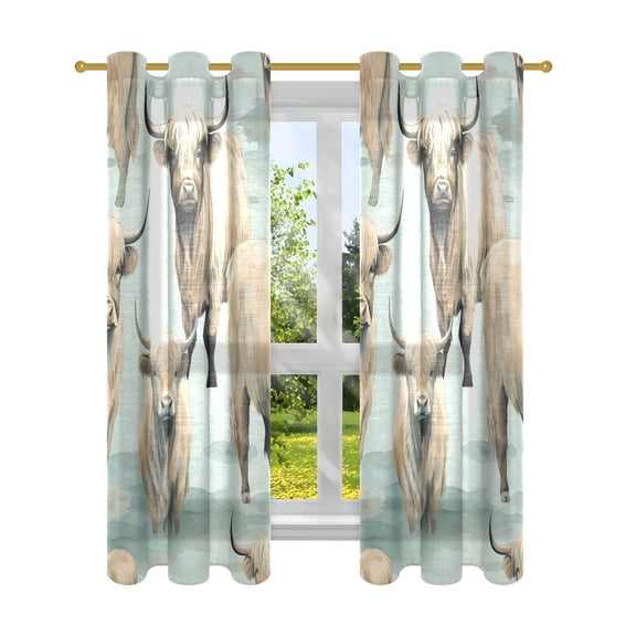 Cows Blue Blackout Curtains Patio Door Curtains Window Decoration for Bedroom Living Room 2 Panels
