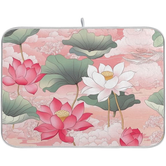 Cows Cactus Dish Drying Mat for Kitchen Counter Kitchen Drying Mat Dish Rack Mat Dish Drainer Pad Microfiber Absorbent Washable Drying Pad for Countertop 16 x 18