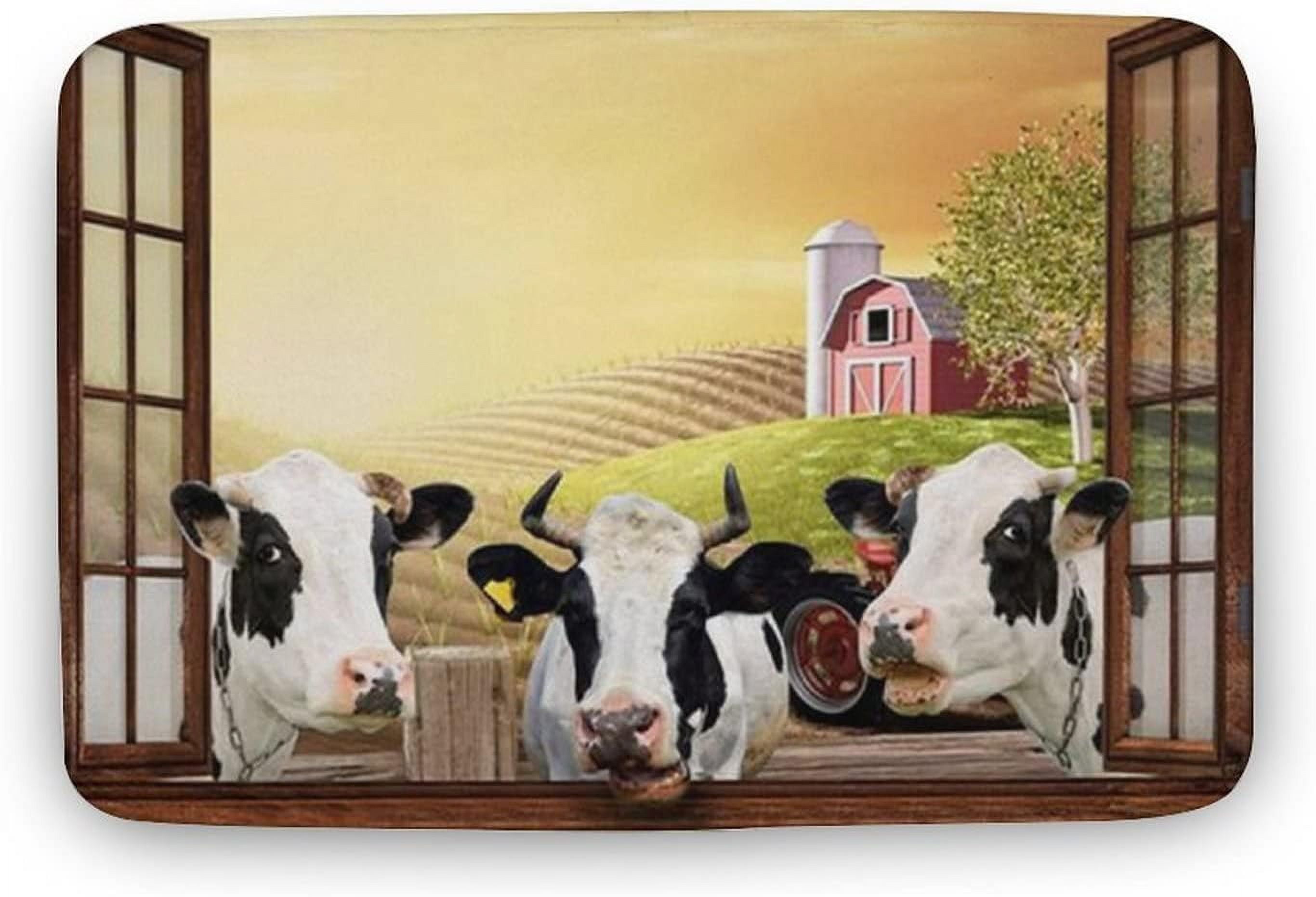 Cows Farm Window Door Mat for Home Entrance, Floor Mats for House Front Door Mat Indoor Inside