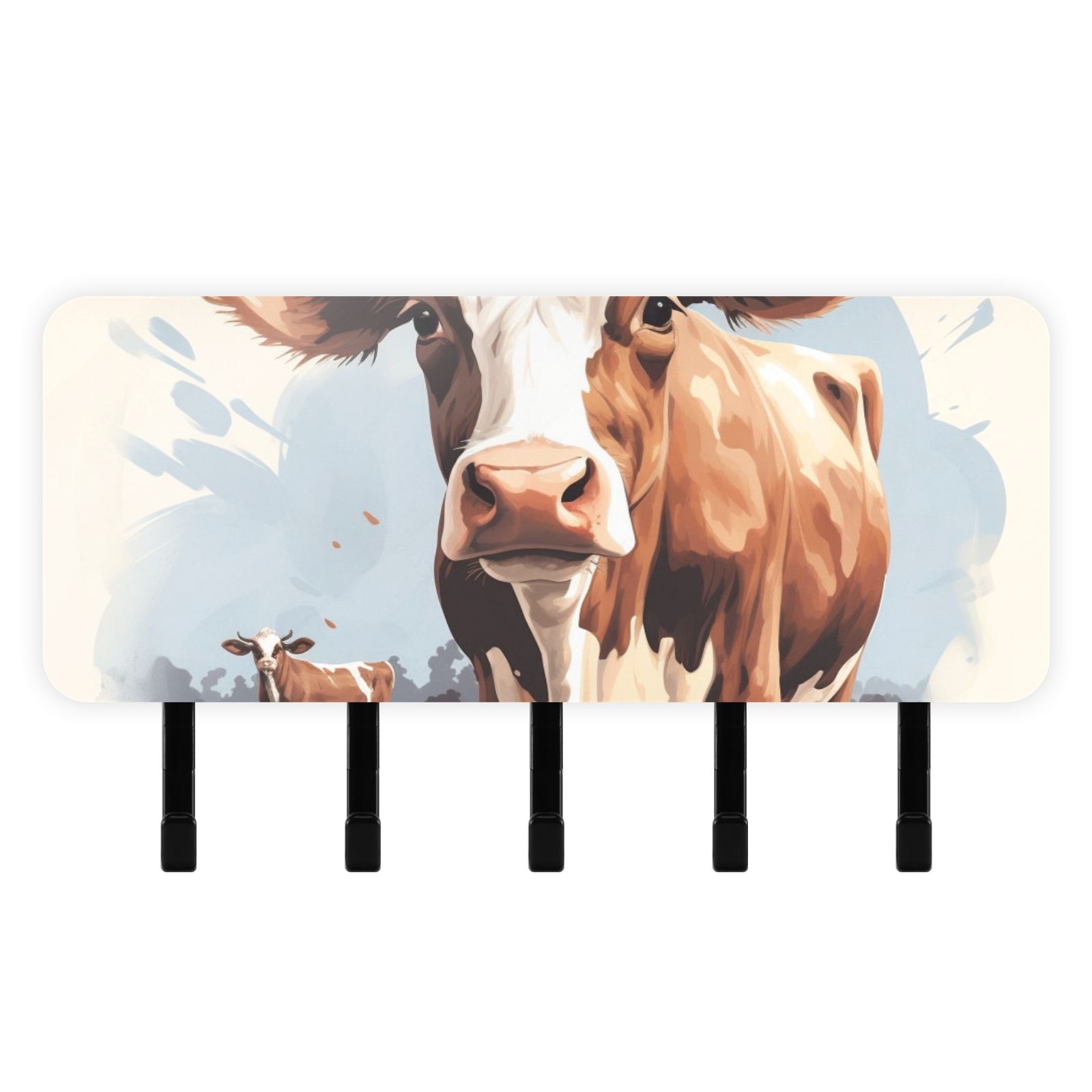 Cow Letter Rack Cows Grassland Mail Holder Organizer Wall Mount with Shelf Key Holder ...