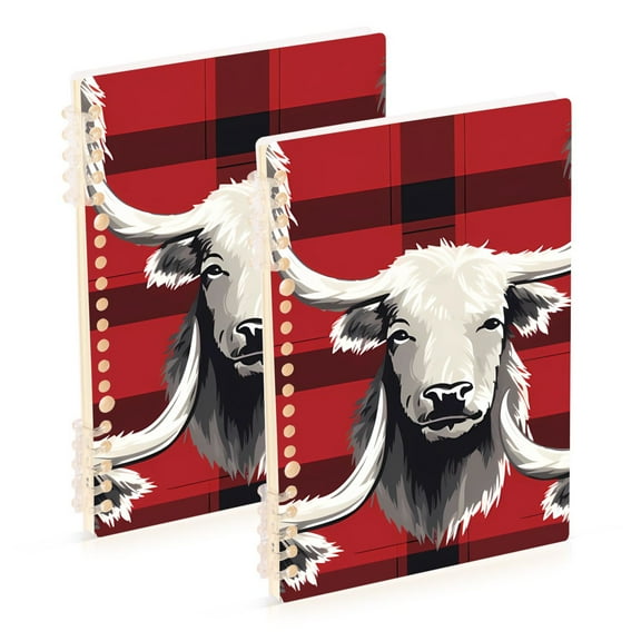 Cows Heads Grid Ring Binder Notebook Journey Note Diary College Ruled Spiral Notebook Study Loose Leaf Paper A5 60 Pages