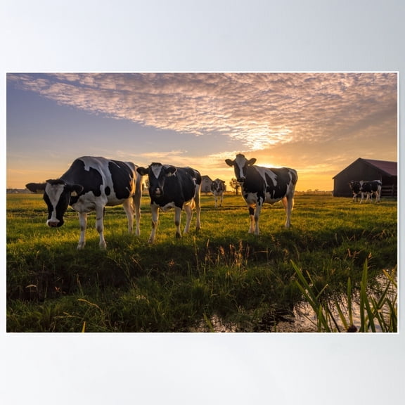 Cows In A Field Poster Wall Art, Modern Wall Decor For Living Room Bedroom, 16x24 UNFRAMED