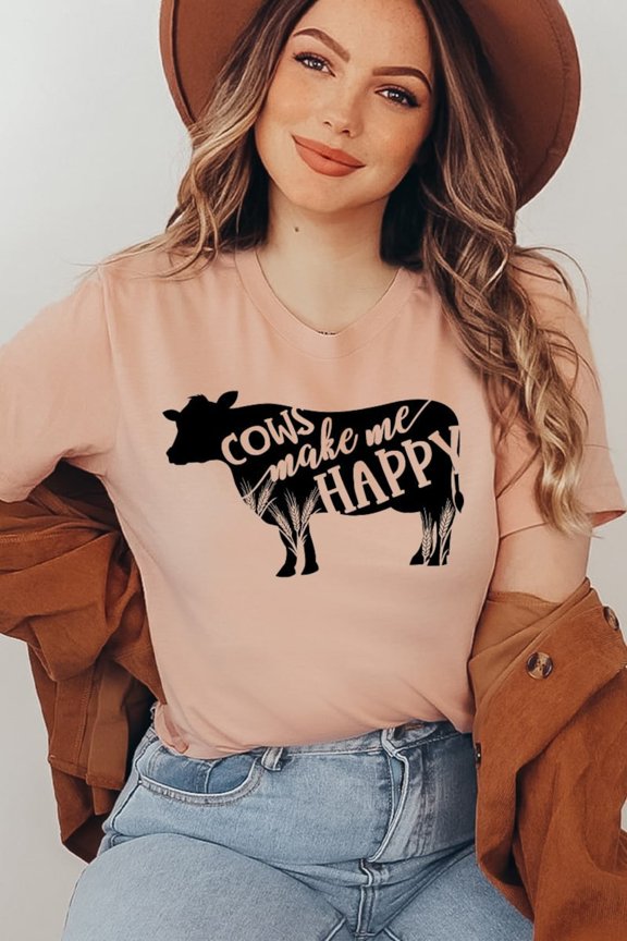 Cows Make Me Happy T-Shirt, Farmer Shirt, Cow Farmer Tee, Season Top, Farmgirl Shirt, Cow Mama , Cow Birthday Tee, Women'S Shirt All Size S-5XL