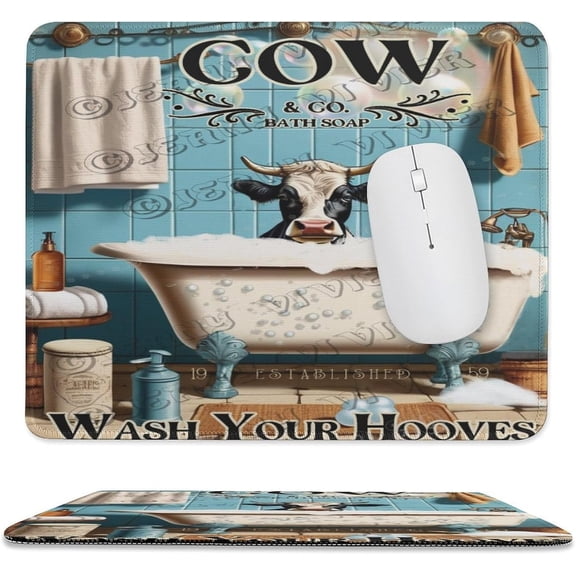 Cows Mouse Pad Cute Cow in Bathtub Mouse Mat Non-Slip Rubber Base Mousepad for Computer Laptop PC Gaming Working Office & Home 10"x12"