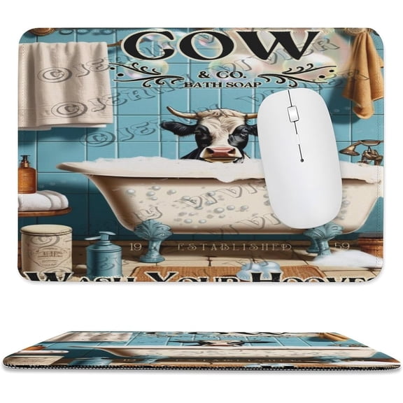 Cows Mouse Pad Cute Cow in Bathtub Mouse Mat Non-Slip Rubber Base Mousepad for Computer Laptop PC Gaming Working Office & Home 8"x10"
