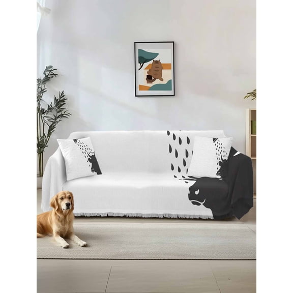 Cows Showering Couch Cover for Dogs, Modern Abstract Art Funny Animals Washable Sofa Covers Slipcover for Pets Dogs Futon Cover, Couch Recliner Covers, Oversized Chair Slipcover 71"x91"