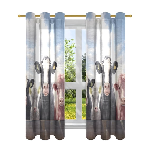 Cows Sky Blackout Curtains Patio Door Curtains Window Decoration for Bedroom Living Room 2 Panels