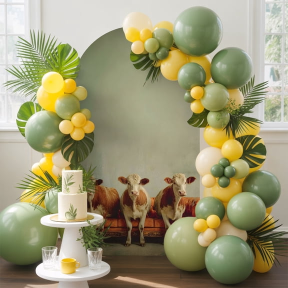 Cows on Sofa Arch Backdrop Cover, 4FT, Funny Animal Farmhouse Humor Spandex Arch Covers Double-Sided Backdrop for Wedding Birthday Party Photo Background Decoration
