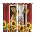 thumbnail image 1 of Cows Sunflowers Kitchen Curtains Window Panels, Spring Floral Bees Farmhouse Barn Insulated Window Treatment Curtain, Grommet Curtains for Bedroom/Living Room/Bathroom, 2 Piece 42"Wx63"L, 1 of 8