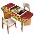 thumbnail image 1 of Cows Sunflowers Table Cloths for 3 Foot Rectangle Tables, Spring Floral Bees Farmhouse Barn Patio Waterproof Elastic Fitted Tablecloths, Washable Rectangular Table Cover for Camping, 1 of 8