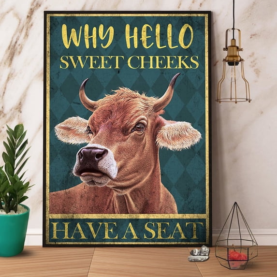 Targa in metallo con scritta in lingua inglese Pitbull Why Hello Sweet Cheeks Have A Seat, stile vintage, per bar, club, grotta, casa, cucina, 30 x 20 cm