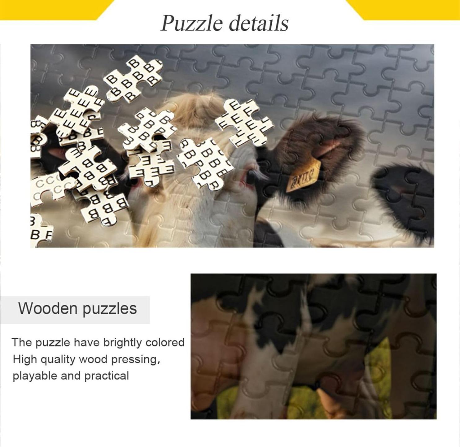 Qilmy 500 Piece Jigsaw Puzzle - Four Funny Cows, Educational Game For Kids & Adults (20.5x15 In) - View #5