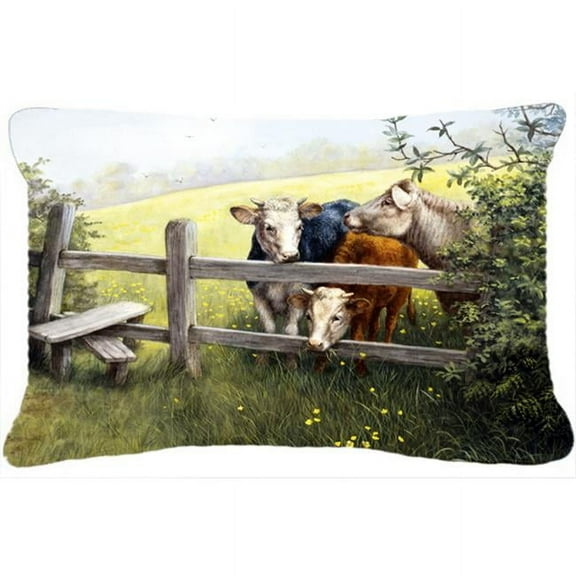 Cows in a Buttercup Meadow Fabric Decorative Pillow