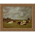 thumbnail image 1 of Cows in a Meadow, Morning Effect 24x20 Gold Ornate Wood Framed Canvas Art by Eugene Boudin, 1 of 2