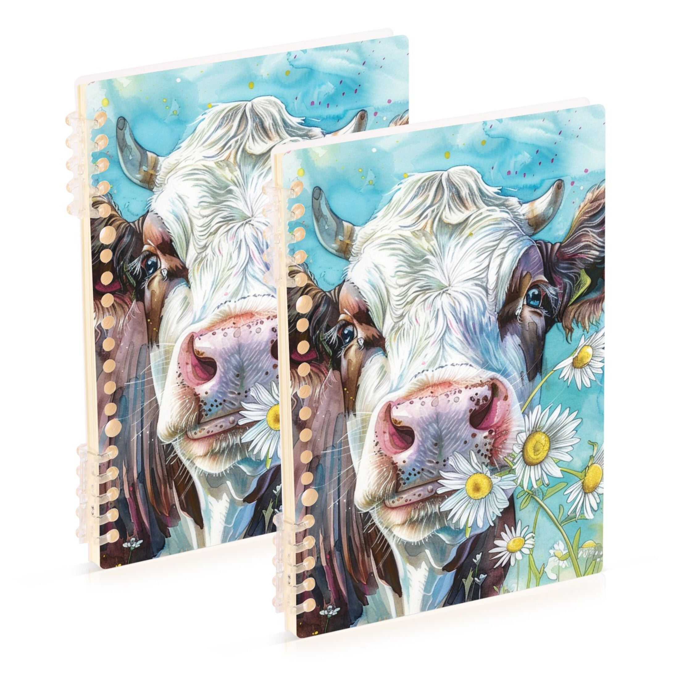 Cows with Daisy Flowers Ring Binder Notebook Journey Note Diary College ...