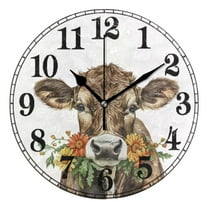 Cows with Flower Silent Wall Clock 10" Non-Ticking Battery Clock