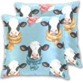 thumbnail image 1 of Cows with Scarfs Throw Pillow Covers Pillowcases 18 x 18 Inch Home Decor 2 Packs for Bedroom Sofa, 1 of 6