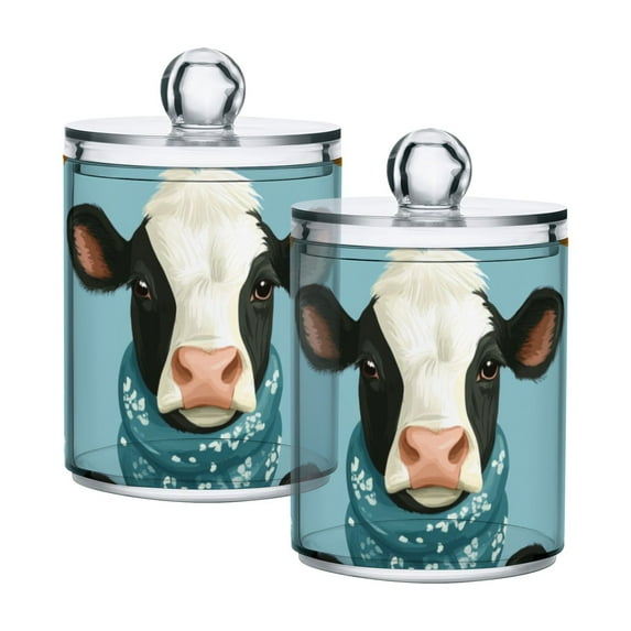Cows with Scarfs Translucent Plastic Cans Storage Canisters with Lid Set of 2