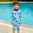 thumbnail image 1 of Cowsor 0-4Y Infant One Piece Swimsuit Dolphin Print Long Sleeve Crew Neck UV Protection Comfortable Swimwear for Summer Vacation, 1 of 7