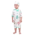 thumbnail image 1 of Cowsor 1-7Years Unisex Kids One Piece Swimsuit White Floral Print Hooded Long Sleeve UV Protection Comfortable Swimwear for Beach Pool, 1 of 6