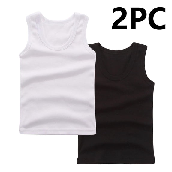 Cowsor 2-Pack Cotton Undershirt Tank Top Cotton Soft Undershirt for Boys and Girls