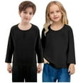 thumbnail image 1 of Cowsor 2 Pack Toddler Girls Cotton T-Shirts Kids Soft Casual Crewneck Top Boys Basic Solid Long Sleeve Tees, 1 of 6