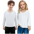 thumbnail image 1 of Cowsor 2 Pack Toddler Girls Cotton T-Shirts Kids Soft Casual Crewneck Top Boys Basic Solid Long Sleeve Tees, 1 of 6