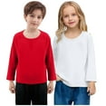 thumbnail image 1 of Cowsor 2 Pack Toddler Girls Cotton T-Shirts Kids Soft Casual Crewneck Top Boys Basic Solid Long Sleeve Tees, 1 of 6