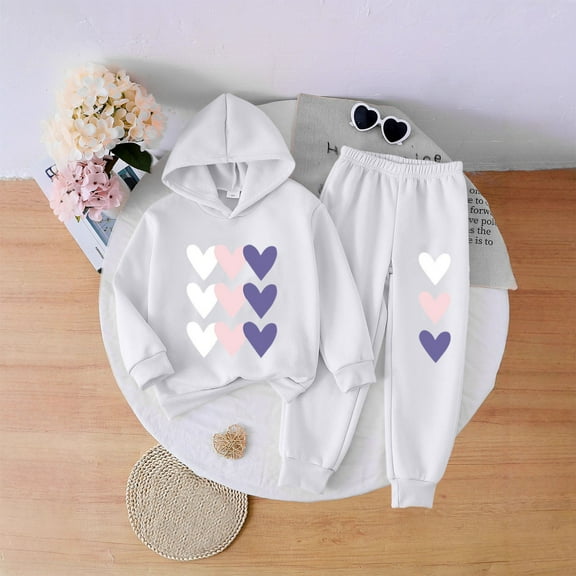 Cowsor 2 Piece Sets Sweatsuit for Kids Cute Kids Fall Clothes Graphic Hoodies Pullover and Sweatpants Outfits