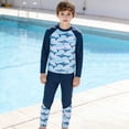 thumbnail image 1 of Cowsor 3-14 Years Boys Two Piece Swimsuit Set Long Sleeve UV Protection Rash Guard Quick Dry Swimwear for Diving Surfing Beach and Pool, 1 of 5