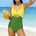 thumbnail image 1 of Cowsor 3-14 Years Girls Color Block One Piece Swimsuit Modest Design UV Protection Swimwear for Beach Surfing and Summer Activities, 1 of 7